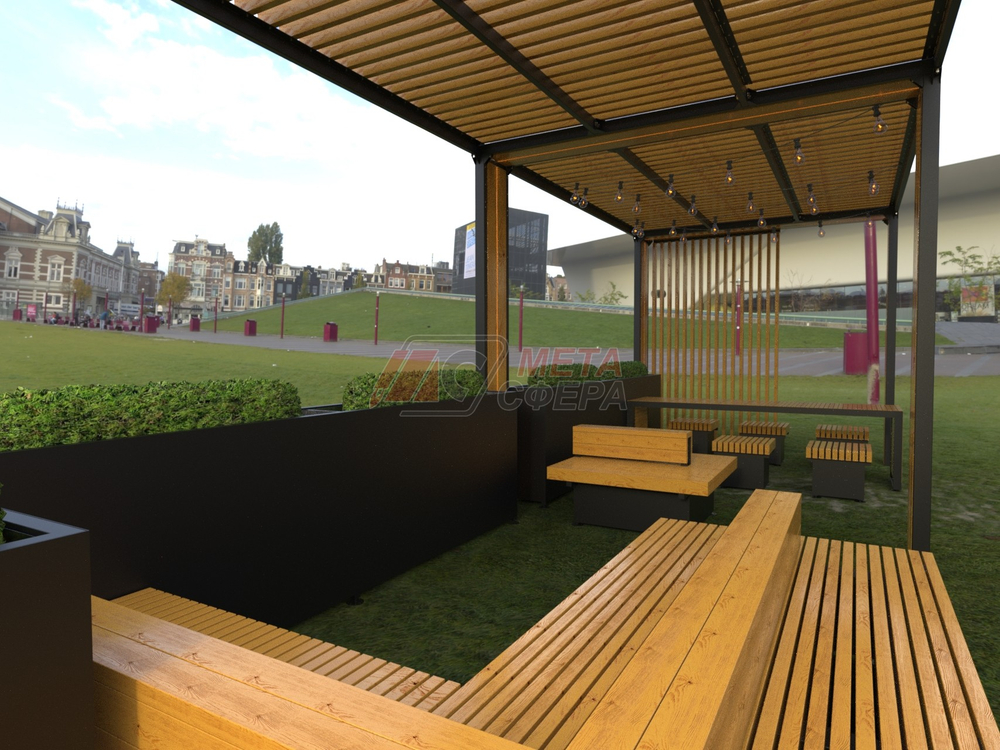 Пергола Комфорт с мебелью и гирляндой