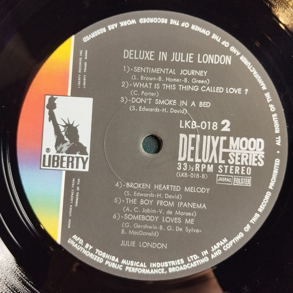 Винтажная виниловая пластинка LP Deluxe In Julie London (Japan 1971) (Obi, Booklet)