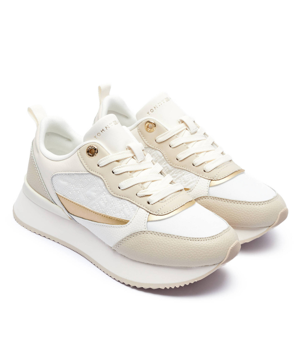 Кожаные кроссовки Tommy Hilfiger - бежевый(FW0FW08248)