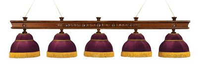 Лампа Ампир 5пл. ясень (№4,бархат зеленый,бахрома желтая,фурнитура золото)