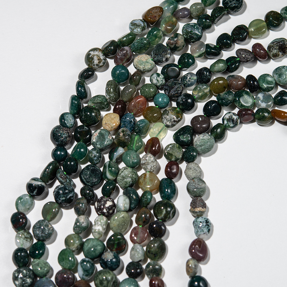 Моховой агат натуральный, фриформ, 6-9мм