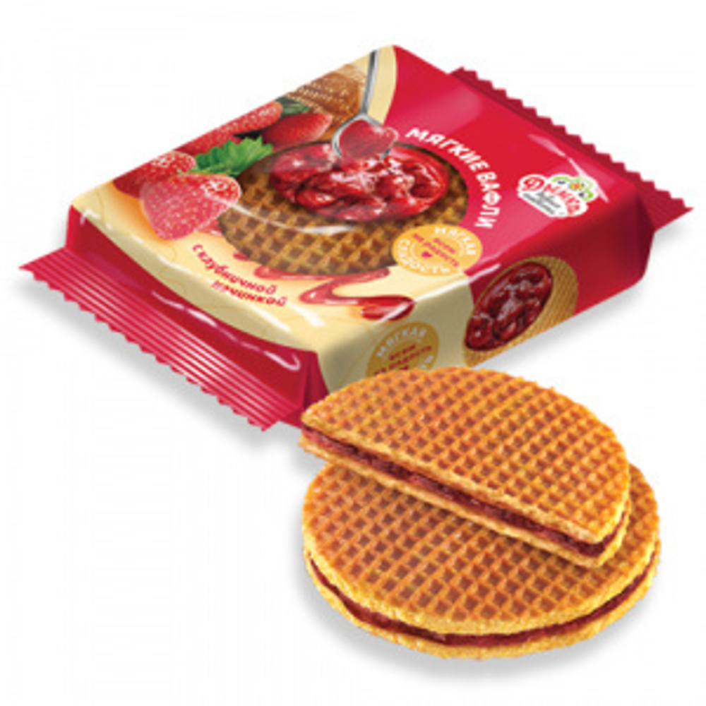 Вафли Мягкие вафли с клубнич.начинкой 150гр  3187