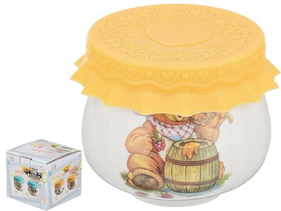 Баночка для меда и варенья 180мл с силиконовой крышкой "Медведь"