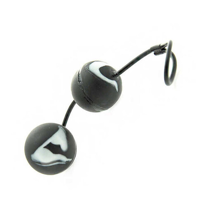 Анально-вагинальные шарики со смещенным центром тяжести Duo Balls черного цвета (Цвет: черный с белым)