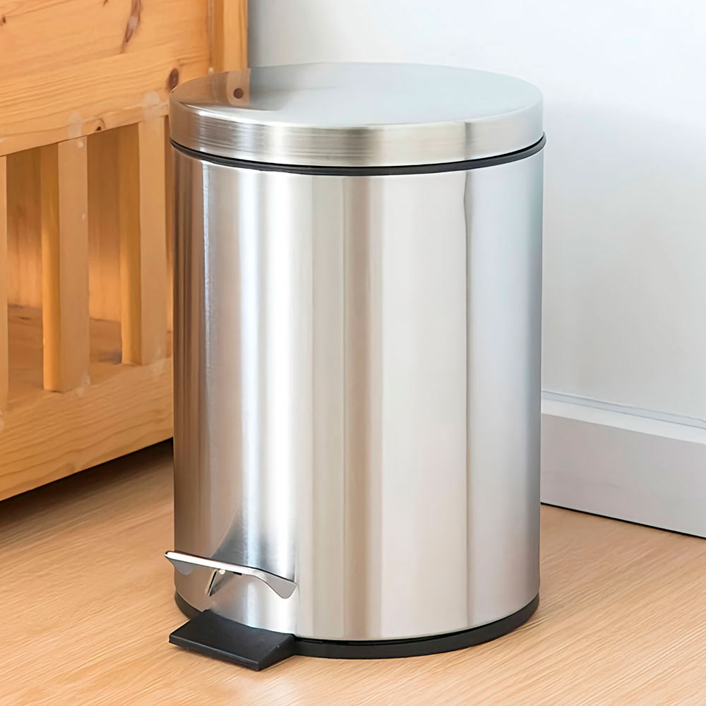 Ведро для мусора 12л нерж с педалью "Happy Panda"