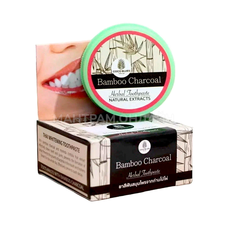 Зубная паста Coco Blues Bamboo Charcoal Toothpaste тайская Бамбуковый уголь 30 г