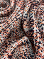 Твид хлопковый Balmain белый в сине-розовую клетку