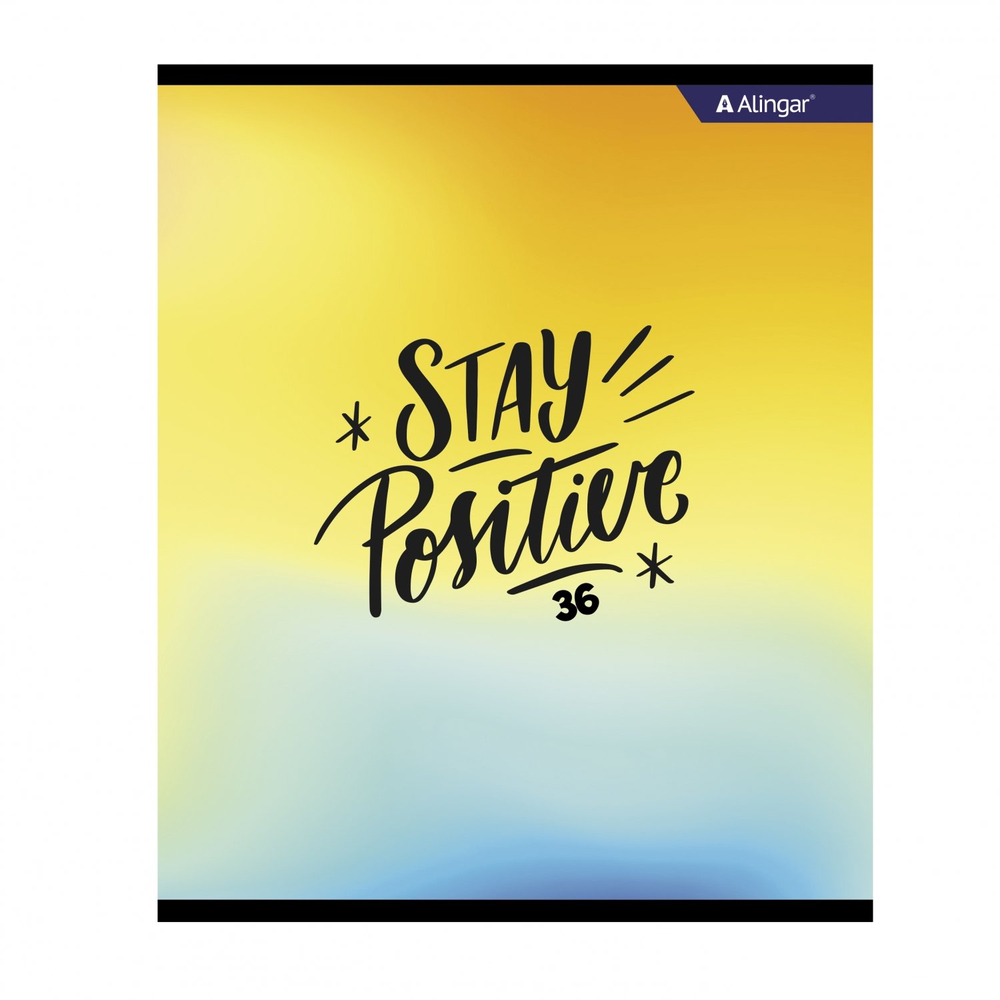 Тетрадь 36 л., А5, клетка, Alingar "Positive book", скрепка, второй блок 60г/м2, мелованный картон (стандарт), 4 дизайна в пленке т/у