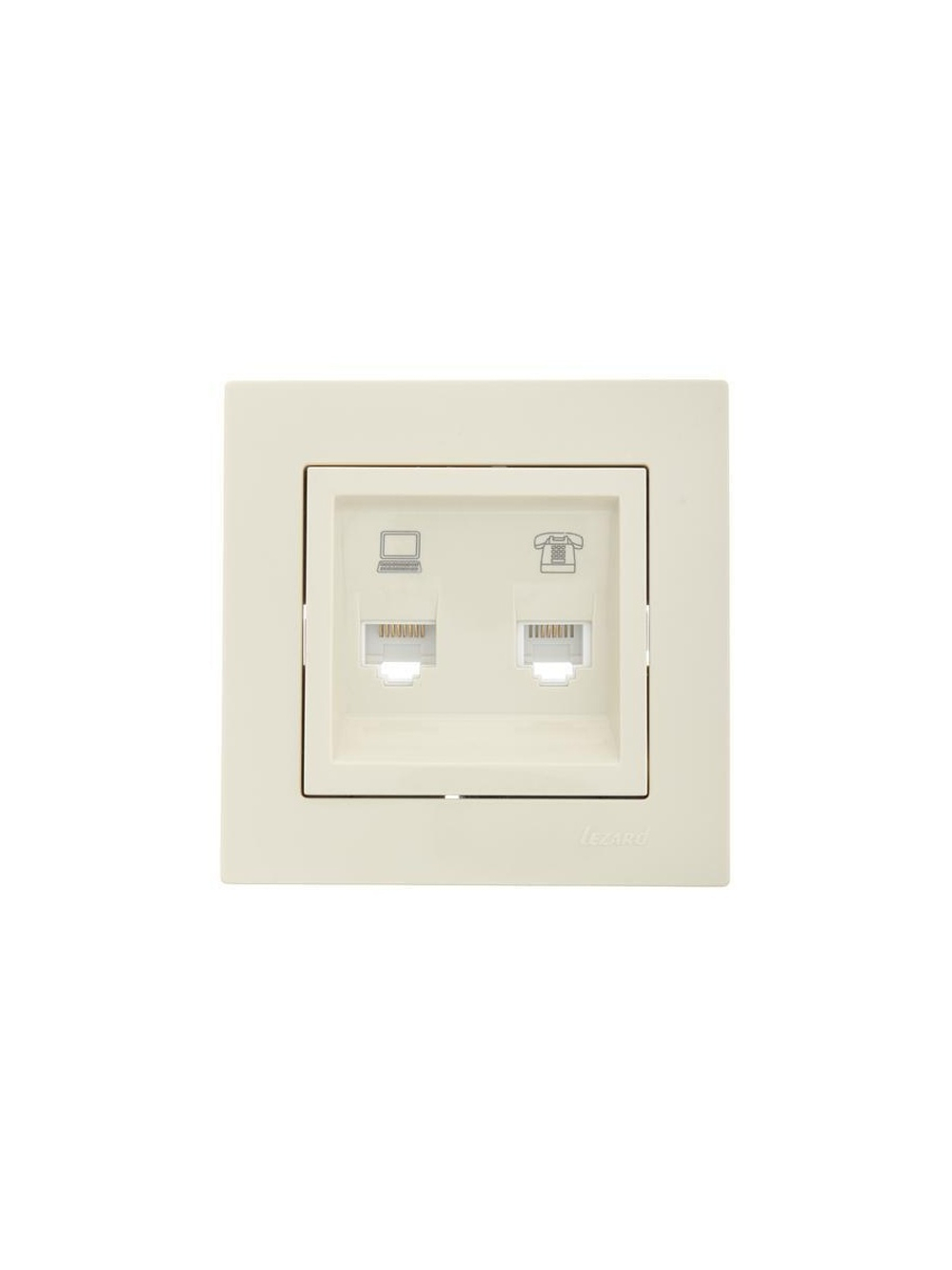 Розетка компьютерная + телефонная 1-м СП Vesna механизм крем. LEZARD 742-0388-143