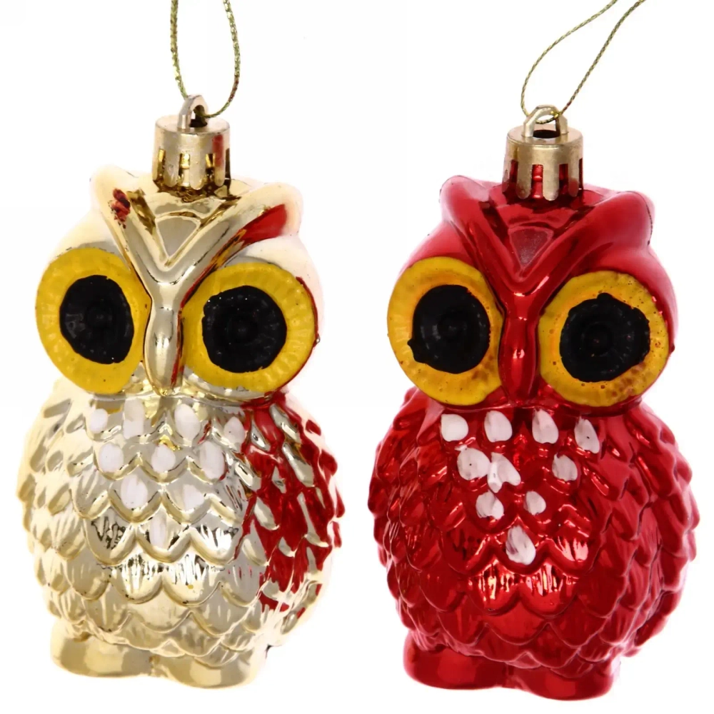 Ёлочная игрушка «Совушки» 8,5 см (набор 2 шт), микс