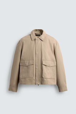 ZARA КУРТКА ИЗ ТВИЛЛА, ПЕСОЧНЫЙ