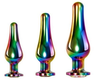 Набор из 3 радужных анальных пробок Rainbow Metal Plug Set (Цвет: разноцветный)