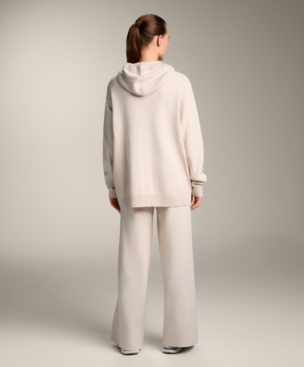 Oysho Длинная вязаная куртка с капюшоном, каменный