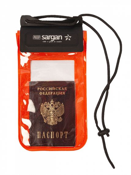 Чехол водонепроницаемый Sargan Сухов ОК для телефона с окном для документов 12см*18см оранжевый