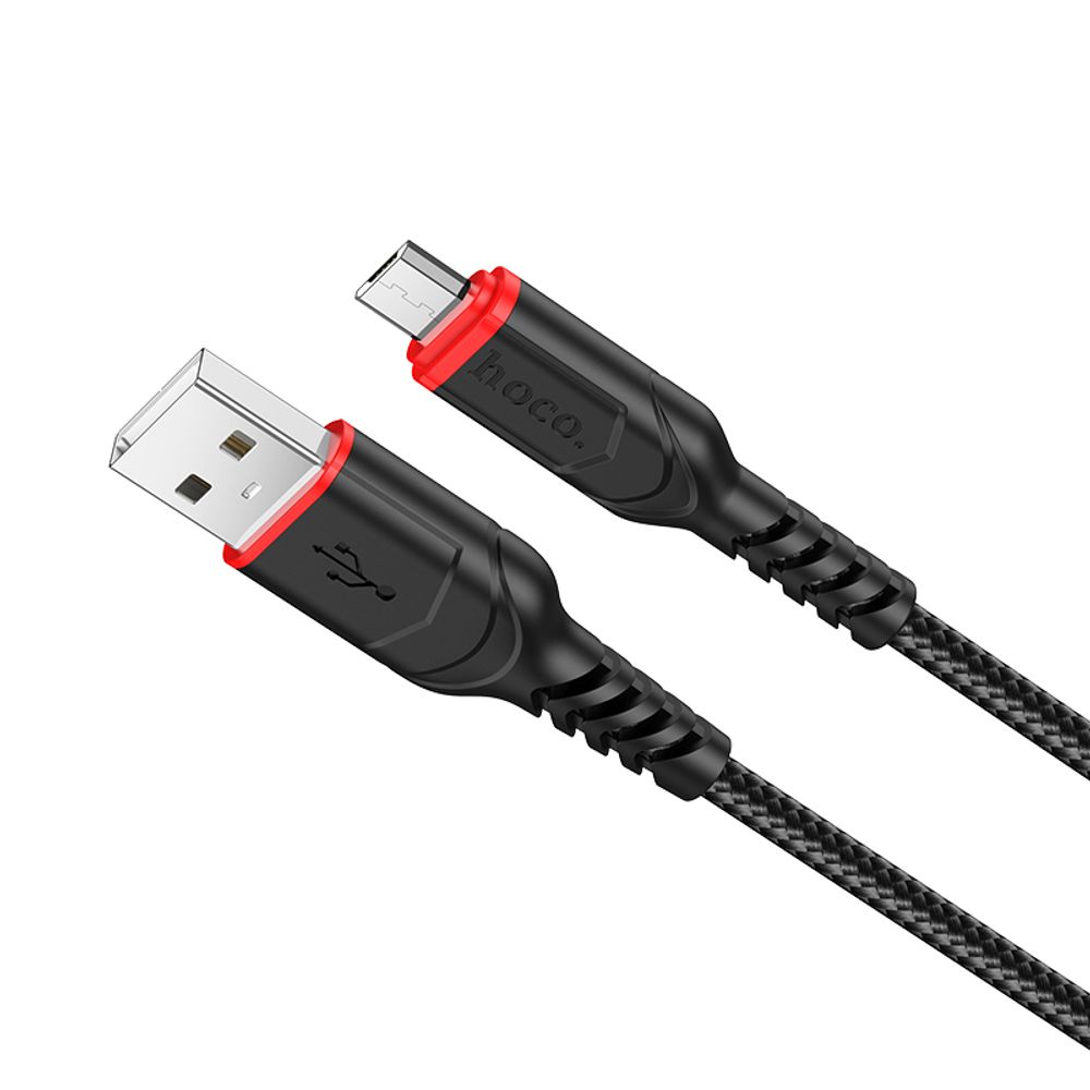 Кабель HOCO X59 USB-microUSB 2.4A 1м Nylon Black
