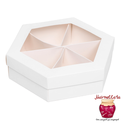 Упаковка менажница с разделителями, с окном, БЕЛАЯ