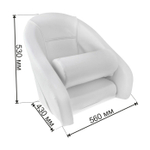 Кресло ROMEO мягкое, подставка, обивка белый винил, синий шов