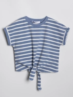 Голубой костюм для девочки на лето в полоску