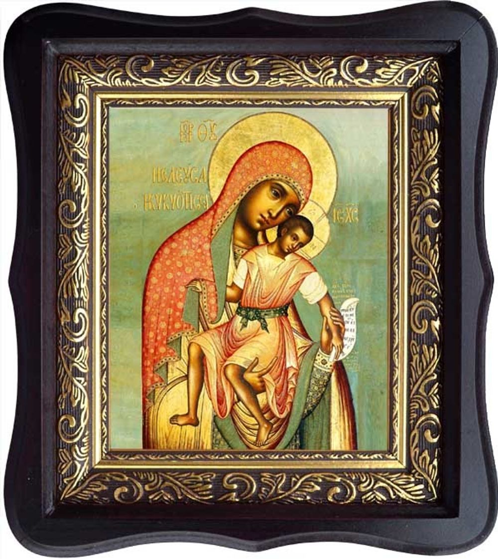 Икона Божией Матери Киккская (Киккотисса) "Милостивая" (Елеуса) на холсте в киоте