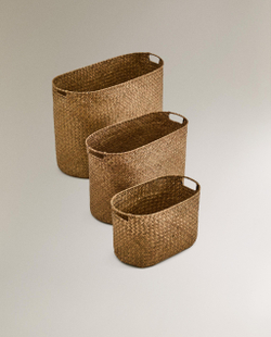 Zara Home Корзина из ротанга, цвет бежевый, 35 см