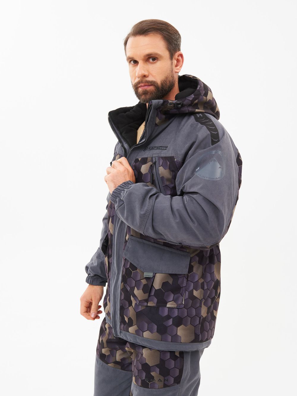 Костюм демисезонный Горка-Люкс ткань Исландия/Алова цвет Серый/КМФ 001