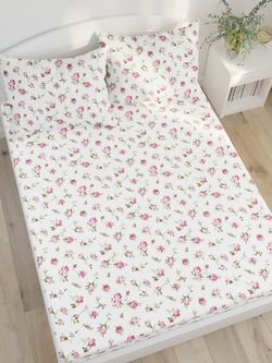 Постельное белье  "Розовые бутоны" 2-спальный   наволочки 50х70 2шт Простынь  240х215 см  Пододеяльник 175х215 см
