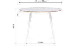 Стеклянный стол Абилин 100х76 ультра белое стекло / дуб вотан / белый матовый