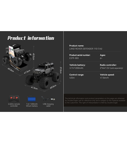 Радиоуправляемый внедорожник Double Eagle Land Rover Defender D110 Bigfoot 1/6 4WD 2.4G RTR
