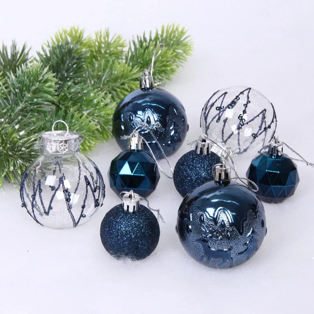 Набор шаров «Winter magic» 6 см + 4 см (24 предмета), Сапфир