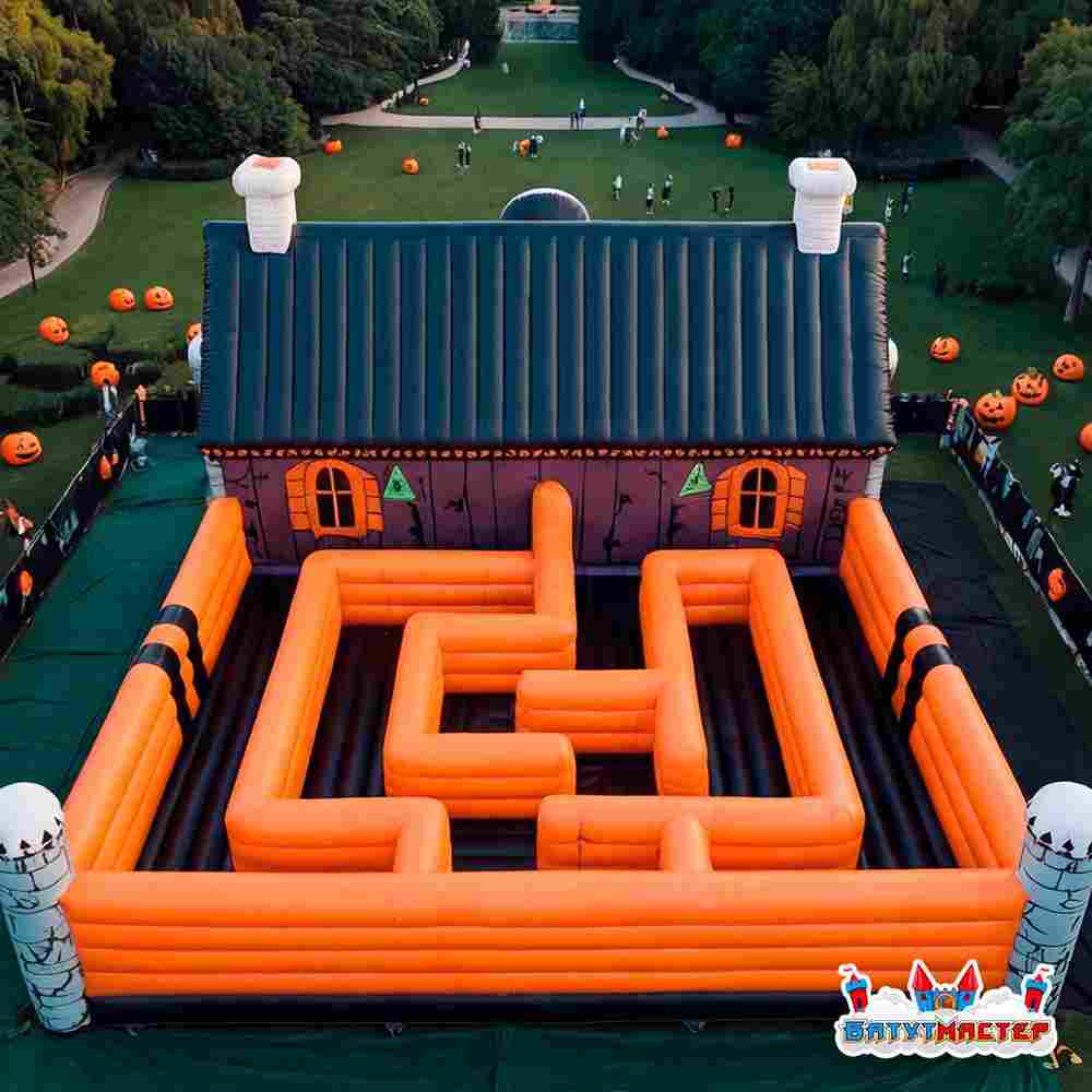 Надувной лабиринт страха «Крепость страшилок», 15×10×6 м