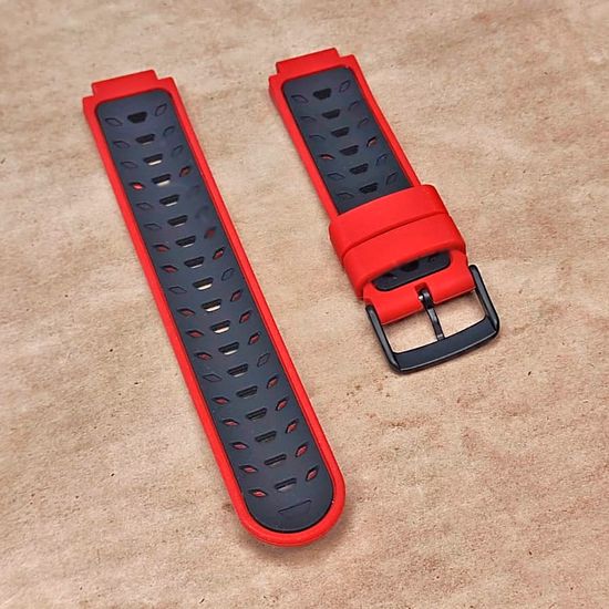 Ремешок для Garmin Forerunner 735XT / 220 / 230 / 235 / 620 / 630 силиконовый двухцветный (Красный / Черный)