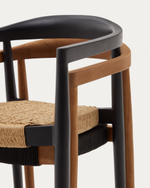 Ydalia Садовый стул из черного тика и натуральной веревки