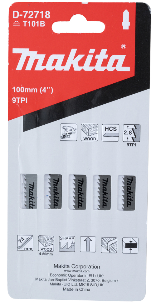 Лобзиковая пилка для металла Clean 100х1.2х9TPI Makita D-72718