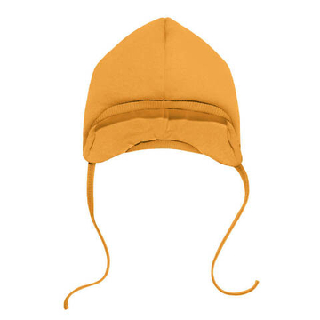 Шапка утеплённая из футера (тёмная горчица)