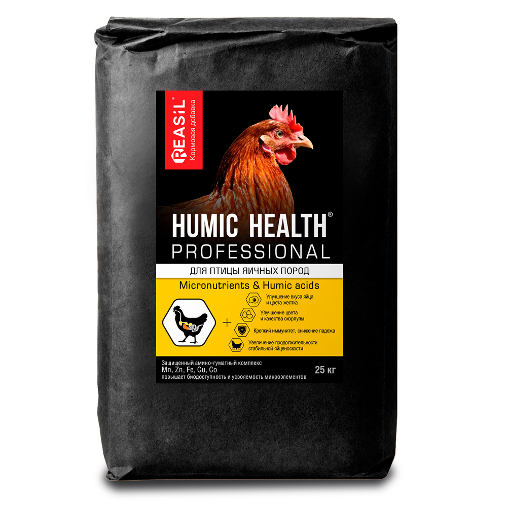 Reasil Humic Health Professional для птицы яичных пород - сухая кормовая добавка с гуминовыми веществами и микроэлементами - упаковка мешок 25 кг