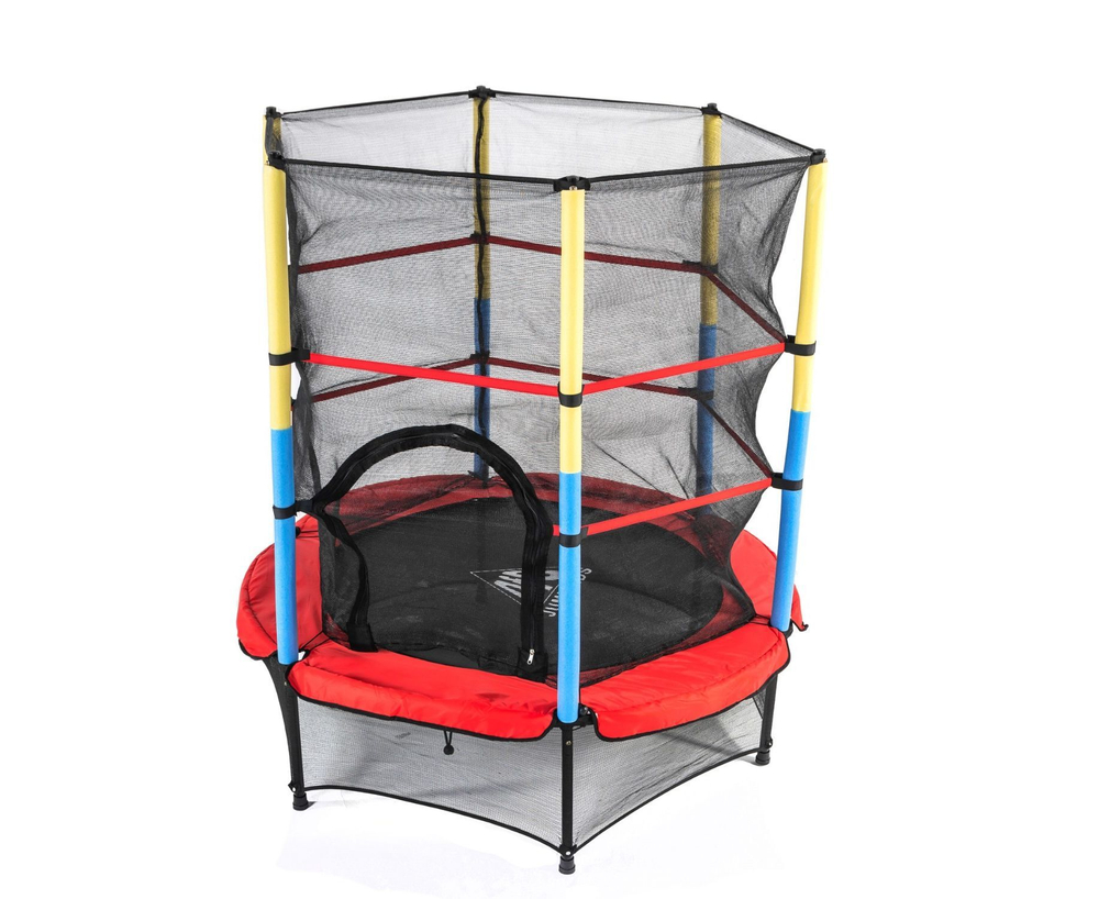 Батут DFC JUMP KIDS 55" красный с желто-синими стойками