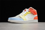 CJ AIR JORDAN 1 MID TO MY FIRST COACH WHITE/LIGHT ZITRON/SUMMIT WHITE/OPTI YELLOW