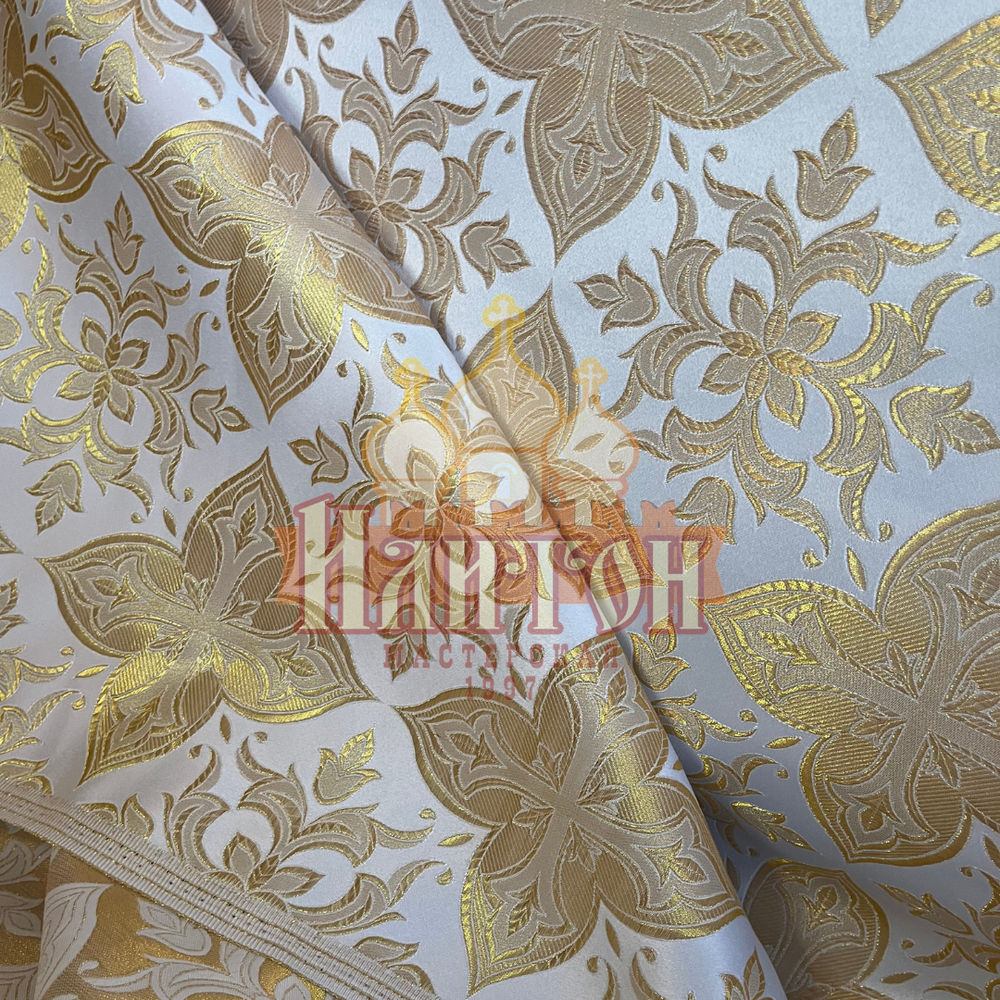 Парча "Вера" белая с золотом