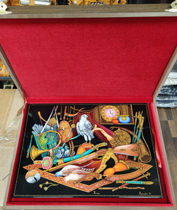 Панно Палех "Охота" с ручной росписью