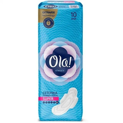 OLA! WINGS SUPER прокладки с крылышками Поверхность сеточка 10шт.