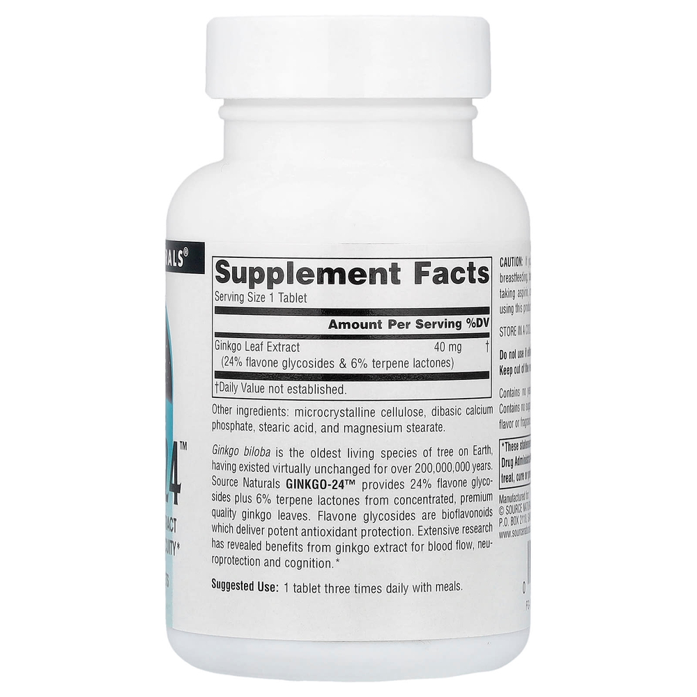Source Naturals, Ginkgo-24™, 40 мг, 120 таблеток