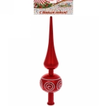 Верхушка на ёлку 23 см «Вензель», Красный/белый