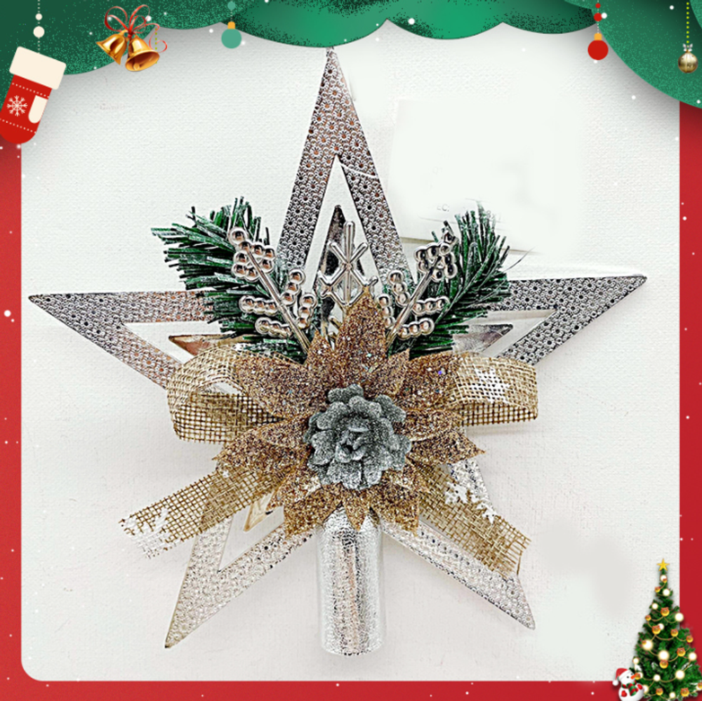 Декоративная звезда на елку &quot;Red Santa Tree Star&quot;, серебро