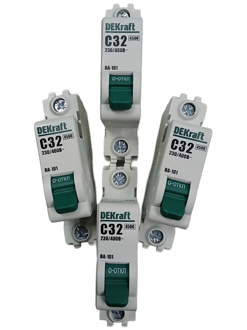 Автоматический выключатель 1-пол. 32А тип C 4,5кА серия ВА-101 DEKraft (4шт)