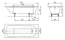 Kaldewei SANIFORM PLUS Стальная ванна Mod.363-1 170*70*41, alpine white, без ножек