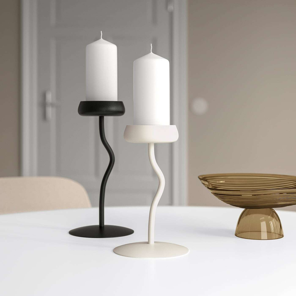 IKEA SILVERPÄRON  (ИКЕА СИЛВЕРПÄРОН)  -  Подсвечник в виде колонны, черный, 24 см