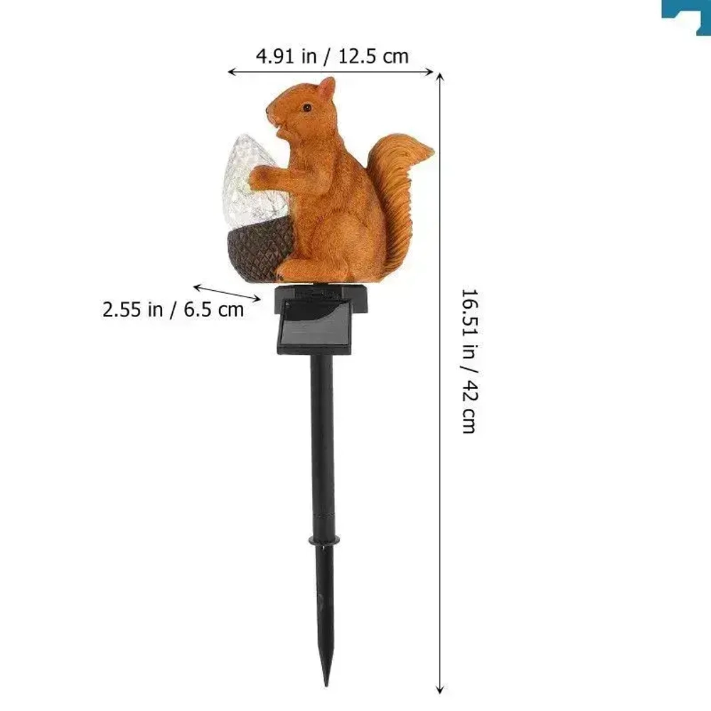 Садовый фонарь белка с орешком, украшение сада, для улицы, на солнечной батареи