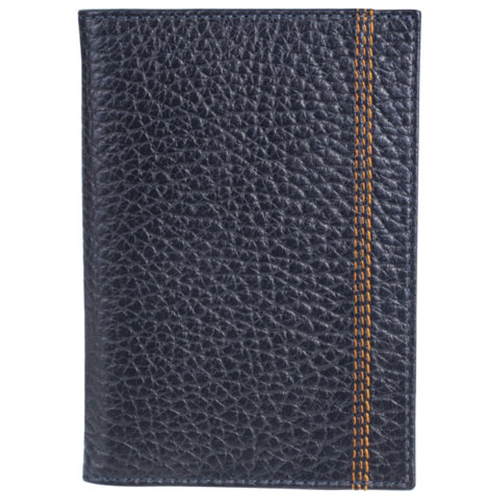 Обложка для паспорта FABULA "Brooklyn", натуральная кожа, контрастная отстрочка, синяя, О.81.BR