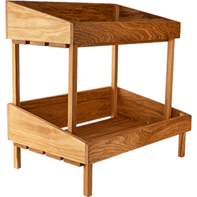 Витрина для выкладки 2 полки;дуб;H=40,L=45,B=30см