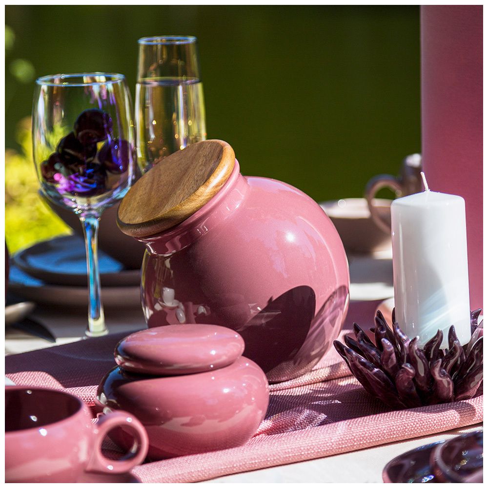 БАНКА С ДЕРЕВЯННОЙ КРЫШКОЙ BRONCO "FUSION" 16,5*14,5*15 СМ БРУСНИЧНАЯ 1250МЛ (КОР=24ШТ.)